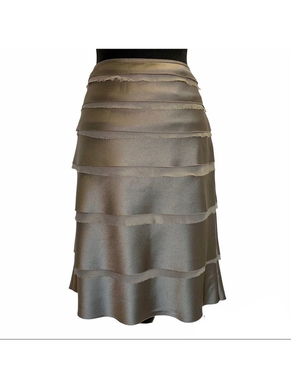 STRENESSE Gabriel Strehle Gray Layered Silk Skirt - Picture 2 of 7